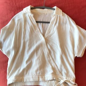 Linen Cotten white tie front tunic